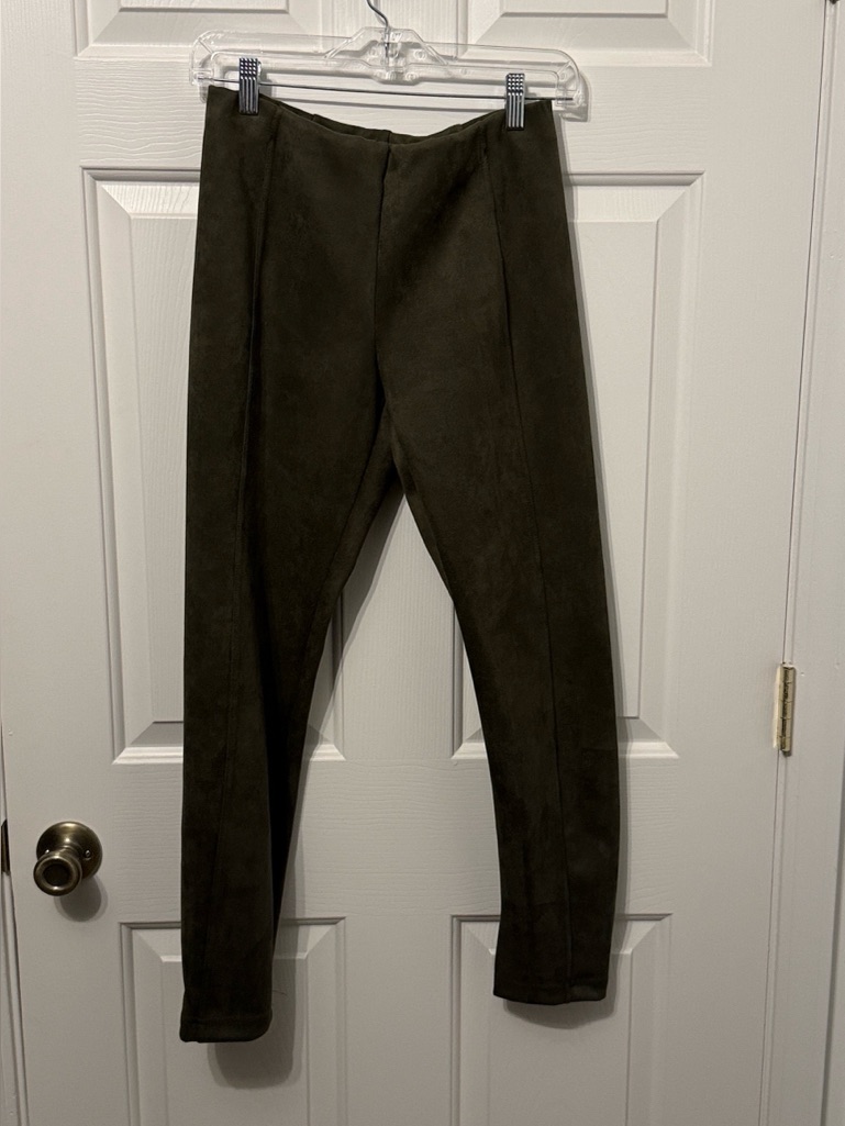 T Tahari Olive Green Faux Leather Pants
